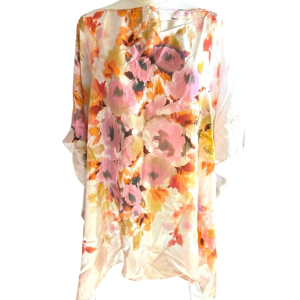 BLACK LABEL NWT 100% silk floral caftan